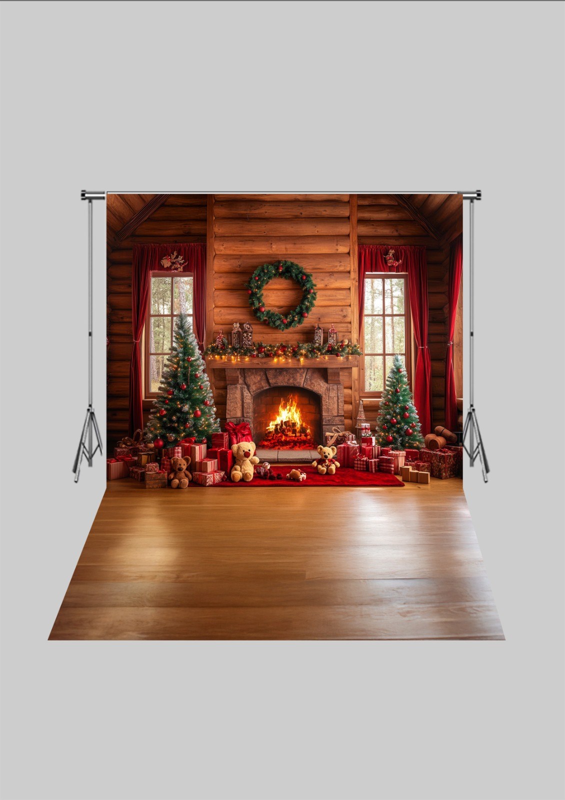 Yeni Yıl 2  - Üç Boyutlu Çocuk Kumaş Fotoğraf Fonu - Fabric Photography Backdrop ( 2X2,5 MT)