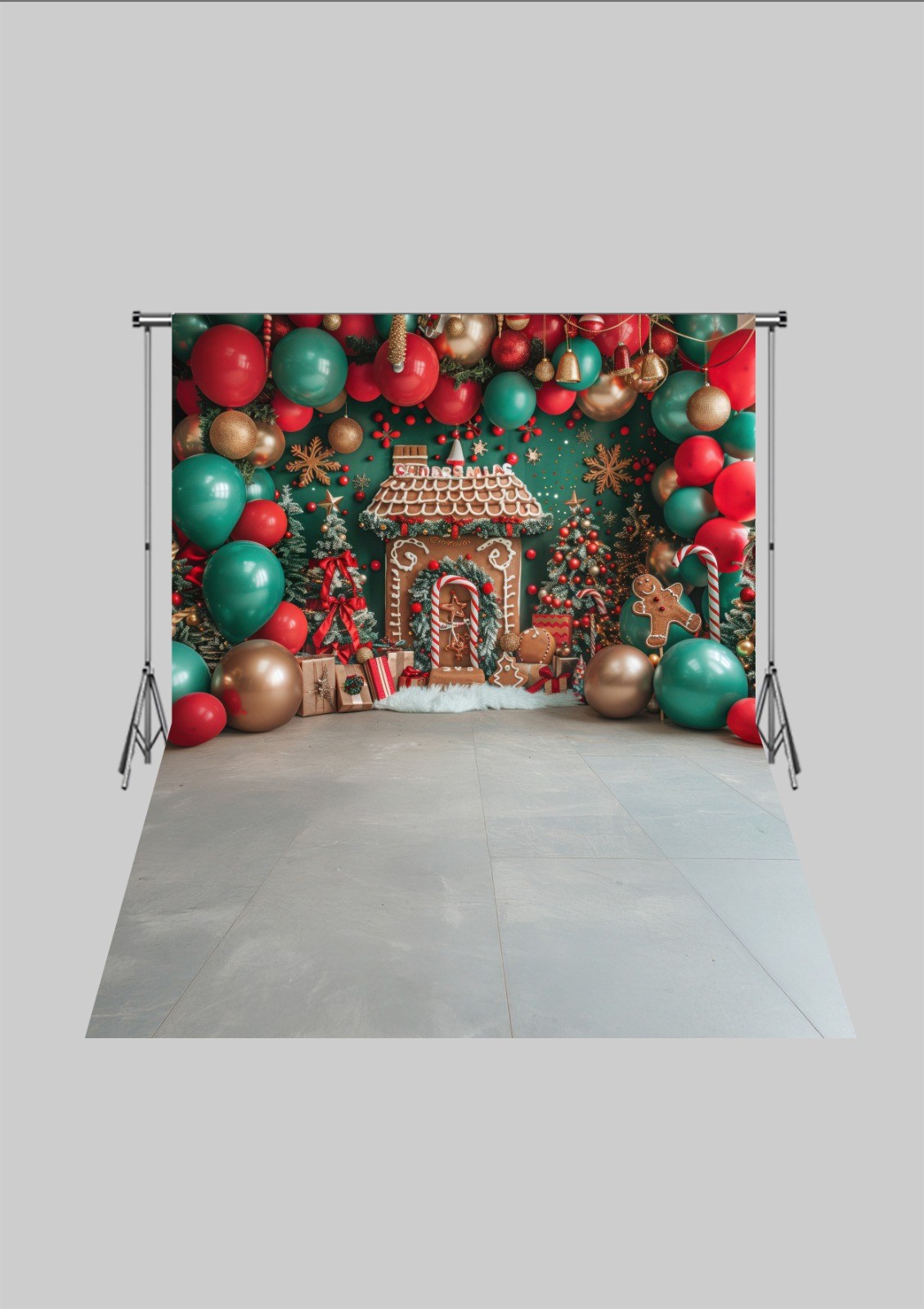 Yılbaşı 2 - Üç Boyutlu Çocuk Kumaş Fotoğraf Fonu - Fabric Photography Backdrop ( 2X2,5 MT)