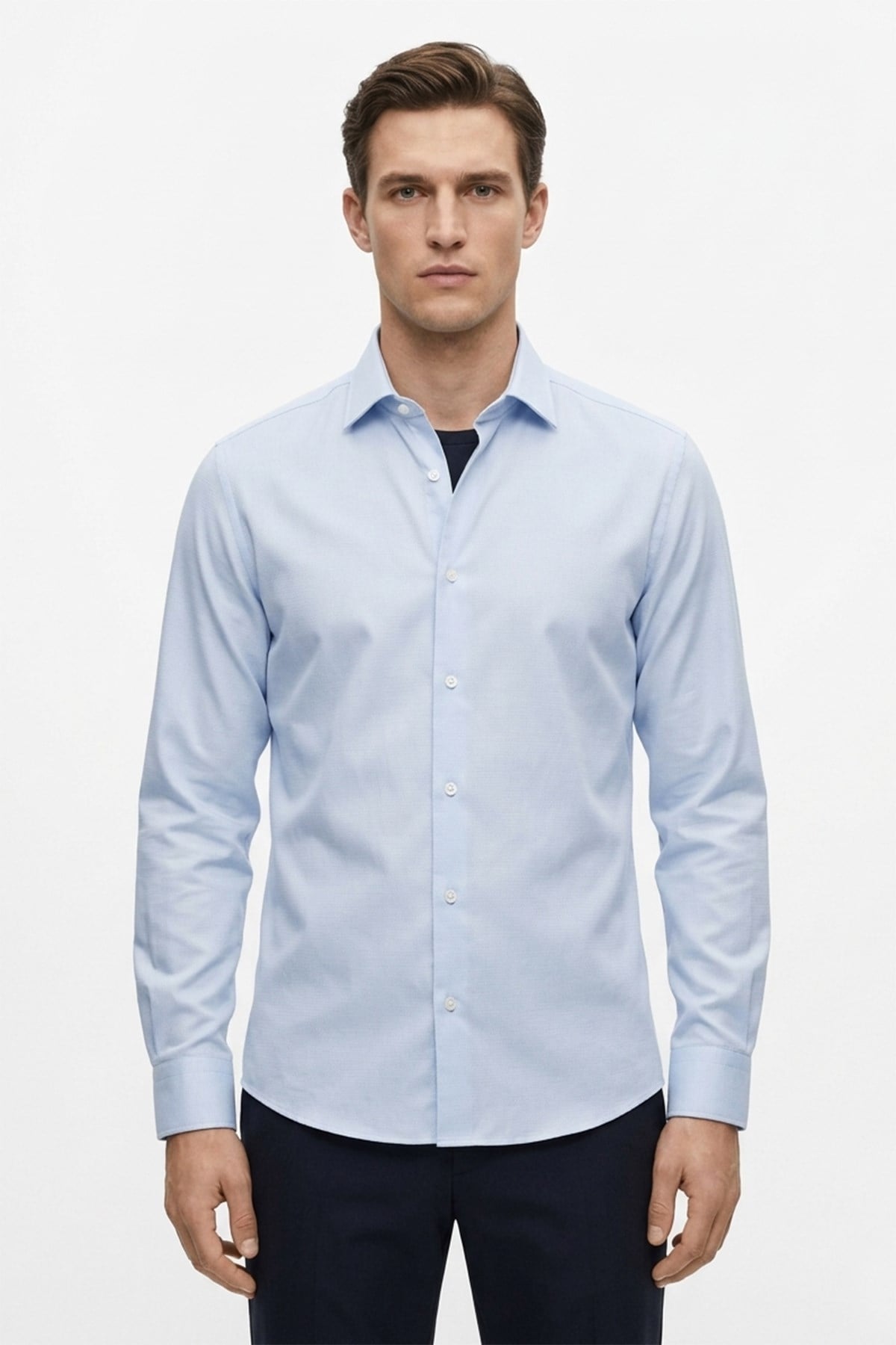 A.Mavi Slim Fit By 2 Yaka Uzun Kol 6 Drop Gömlek