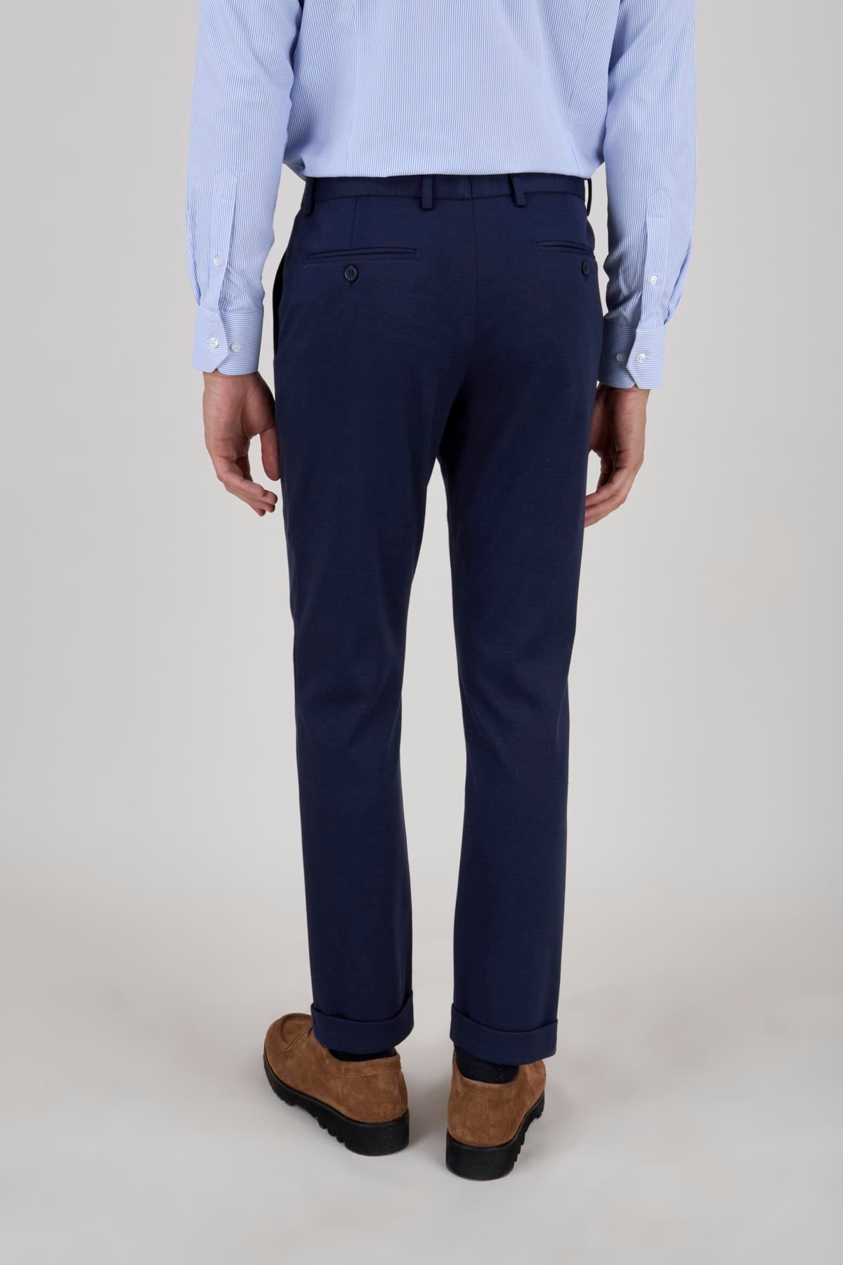 A.LACİVERT SLİM FİT PİLESİZ ÇİFT CEP 6 DROP BAĞCIKLI PANTOLON