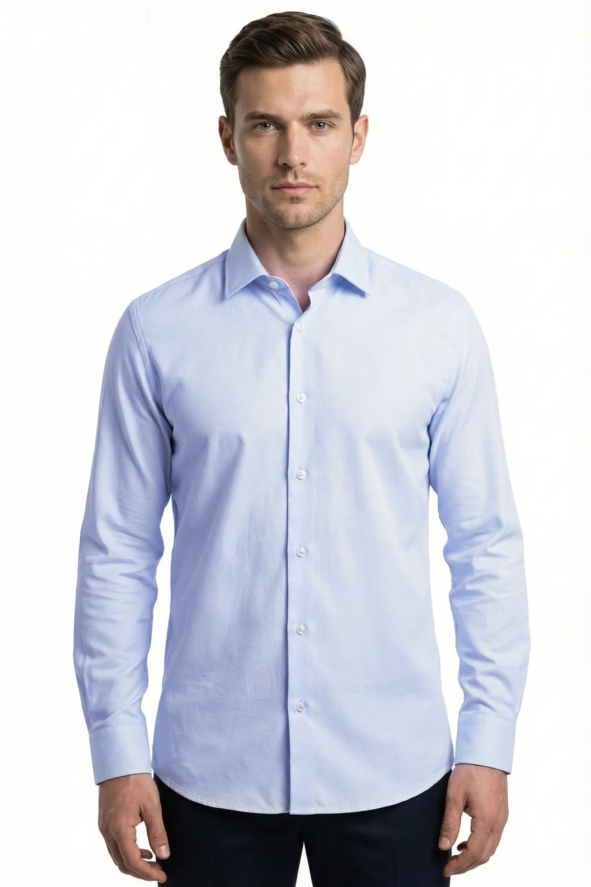 A.Mavi Slim Fit By 2 Yaka Uzun Kol 6 Drop Gömlek