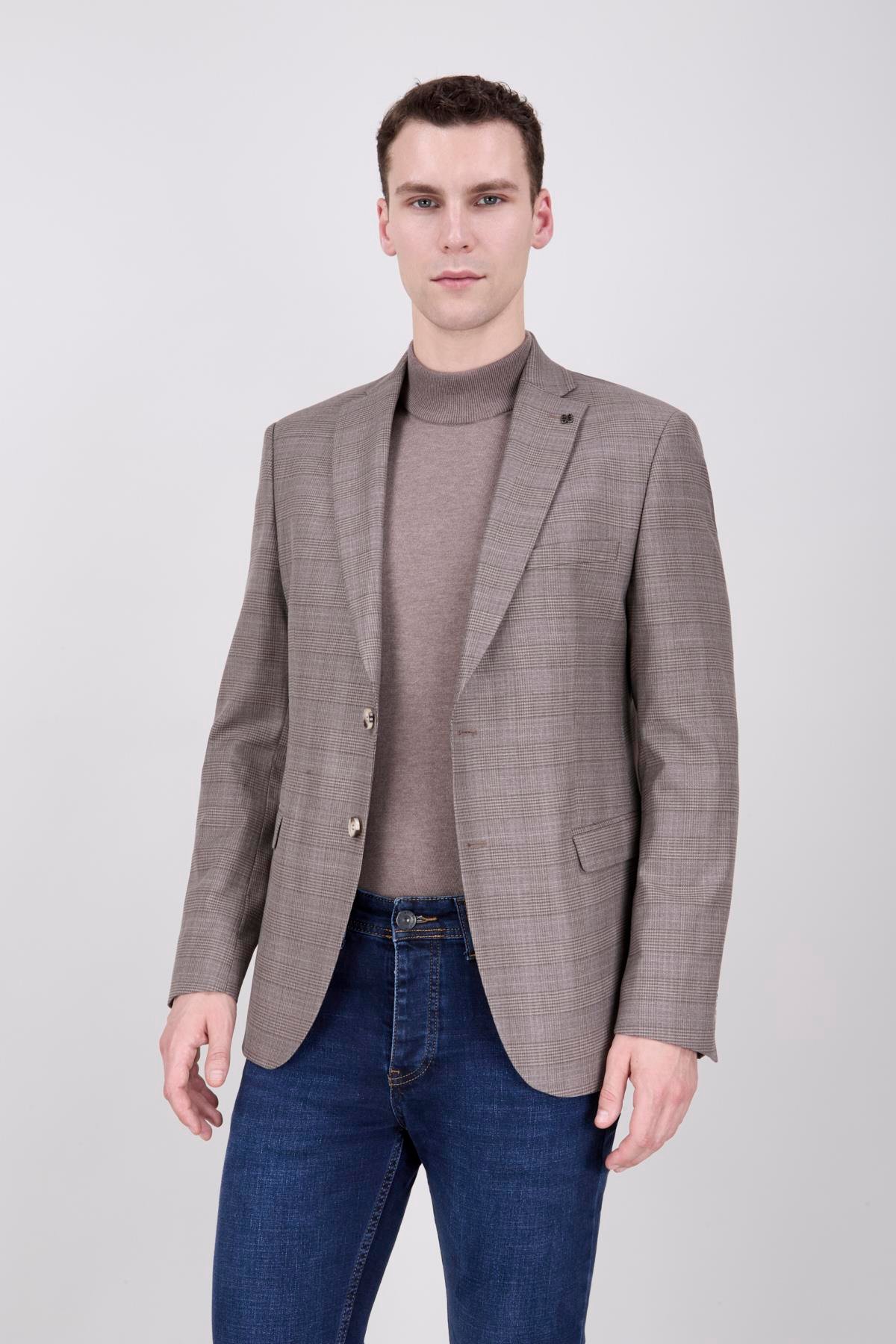 A.KAHVE SLİM FİT MONO YAKA 2 DÜĞME ÇİFT YIRTMAÇ 6 DROP CK