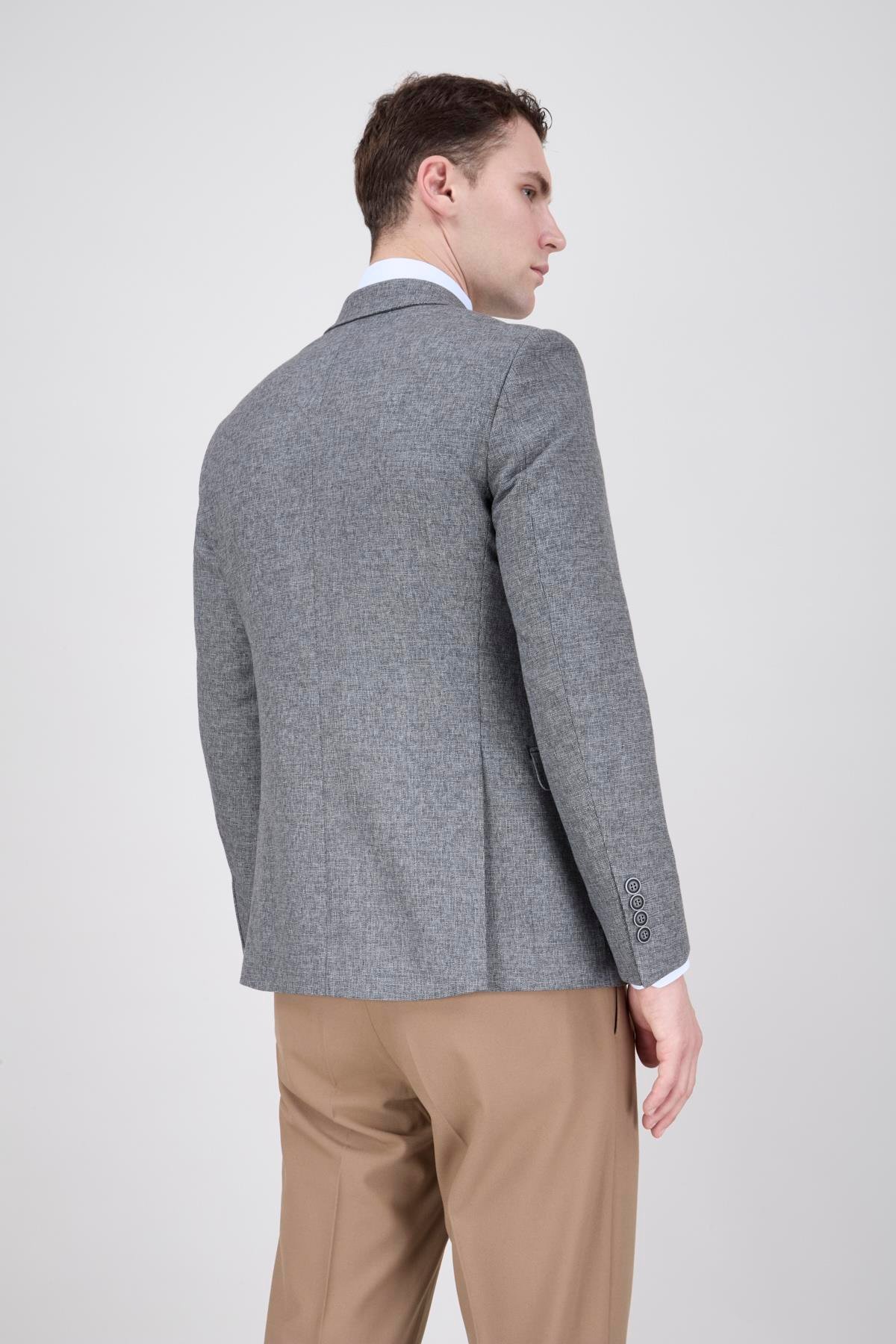 A.GRİ SLİM FİT SİVRİ YAKA 2 DÜĞME ÇİFT YIRTMAÇ 6 DROP CK