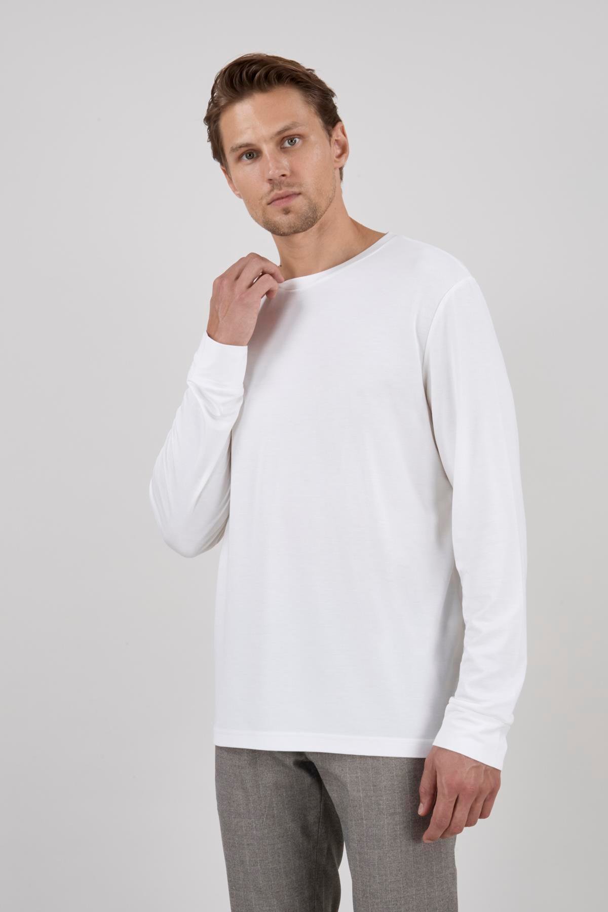 BEYAZ PR-Q03 BİSİKLET YAKA TSHIRT