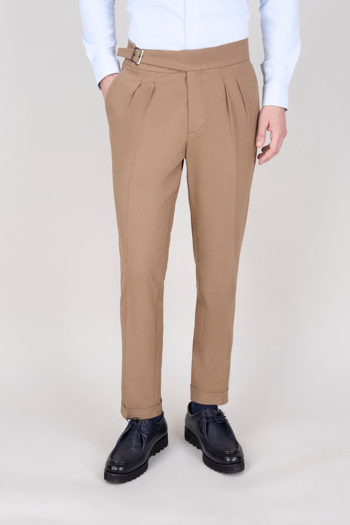 ERKEK CAMEL PİLELİ PANTOLON
