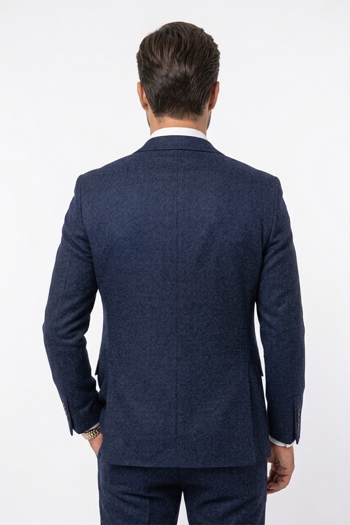 Erkek Regular Fit Mono Yaka Lacivert 4 Drop Takım Elbise