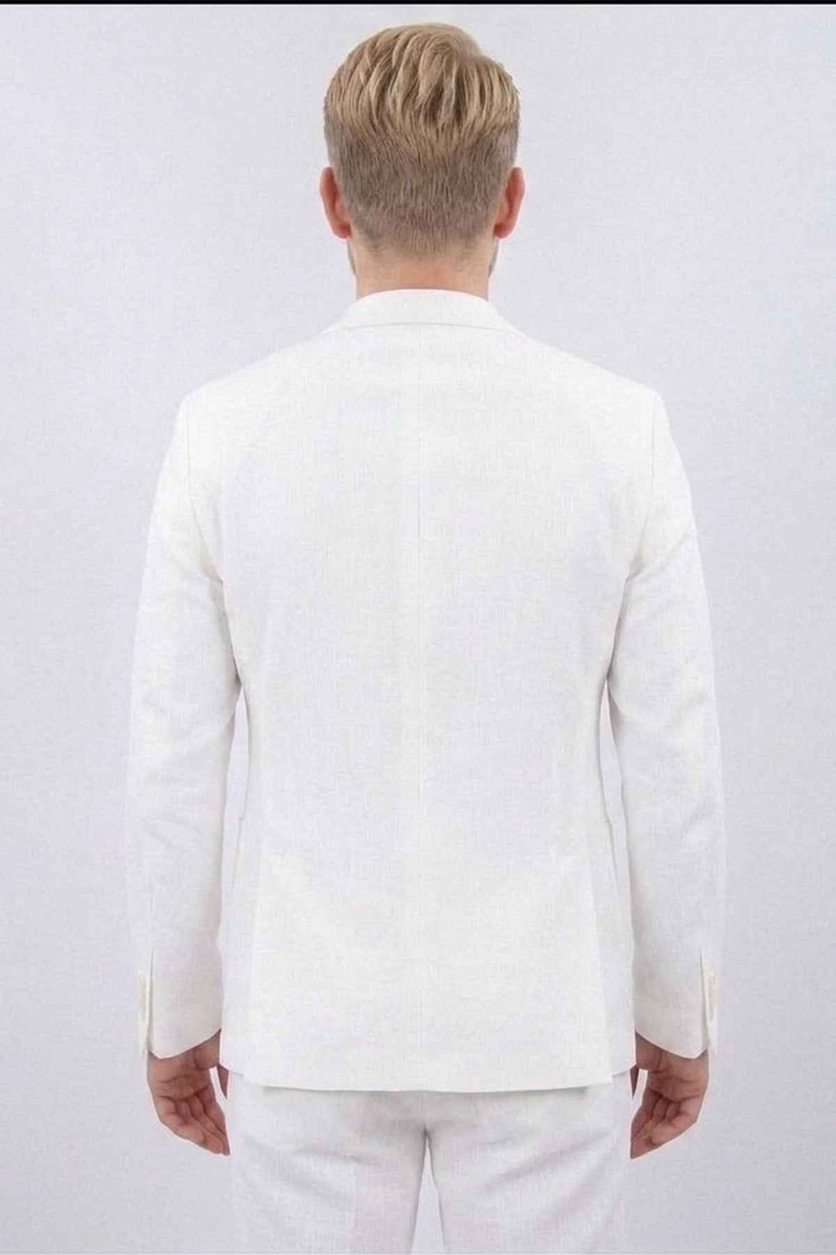 Erkek Slim Fit Mono Yaka Yarım Astar Kemik Takım Elbise