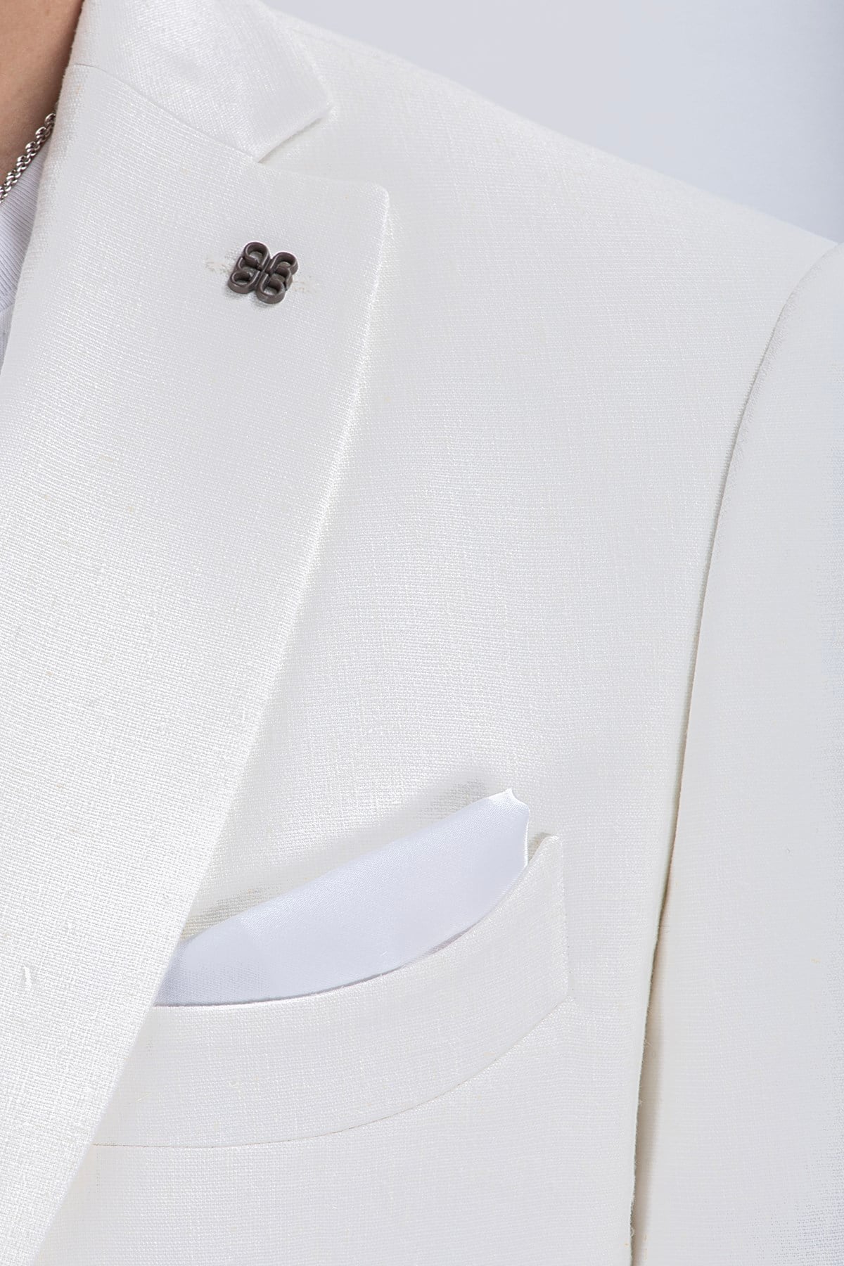 Erkek Slim Fit Mono Yaka Yarım Astar Kemik Takım Elbise