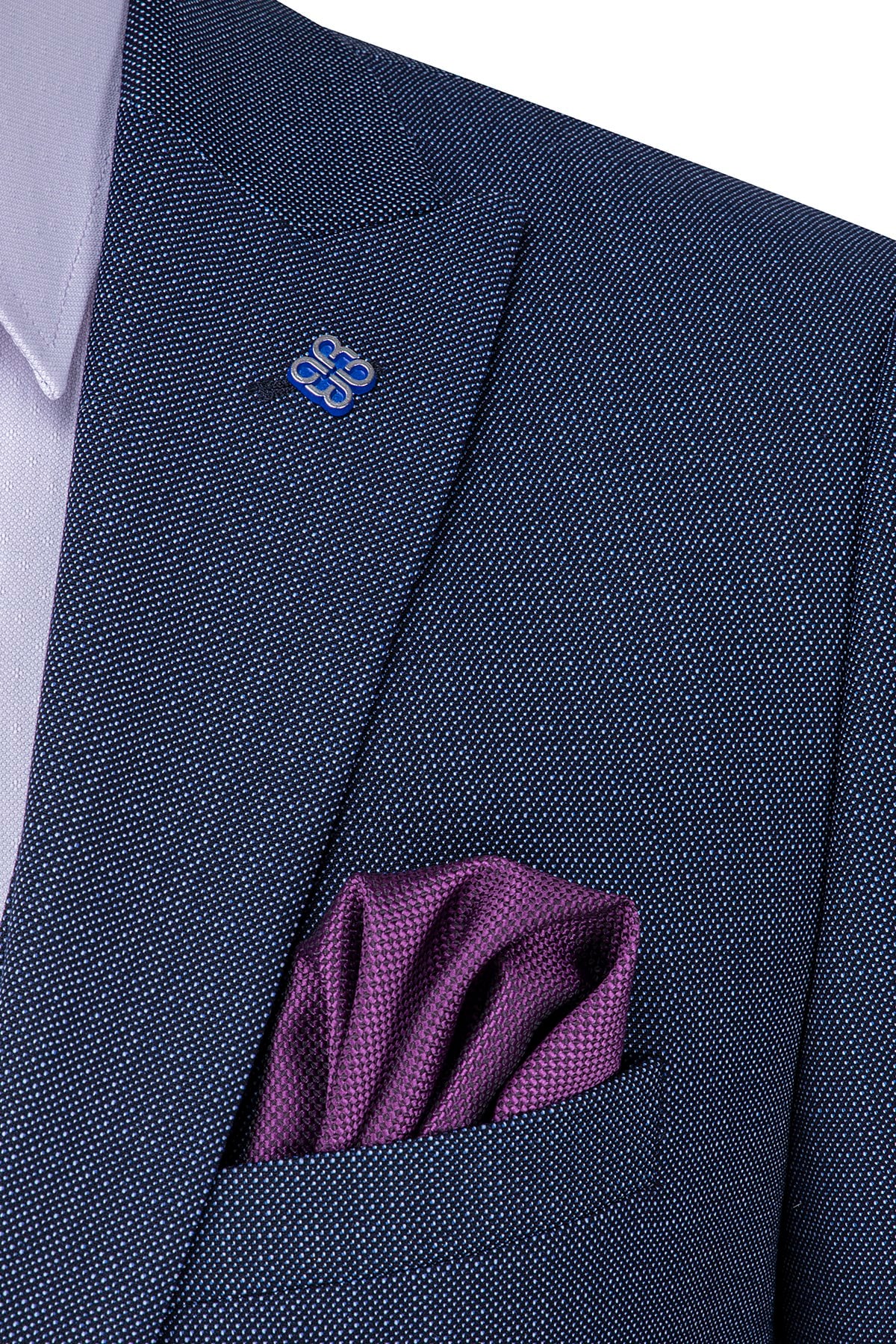 Erkek Slim Fit Sivri Yaka Lacivert Yelekli Takım Elbise