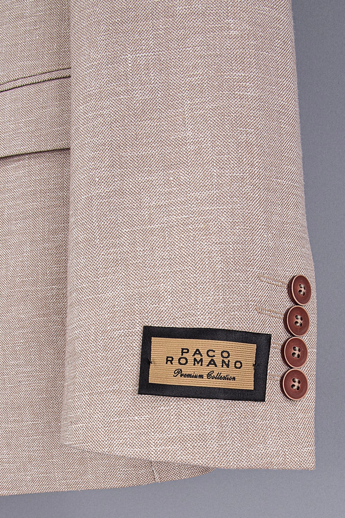 Erkek Slim Fit Sivri Yaka Yarım Astar Bej Ceket
