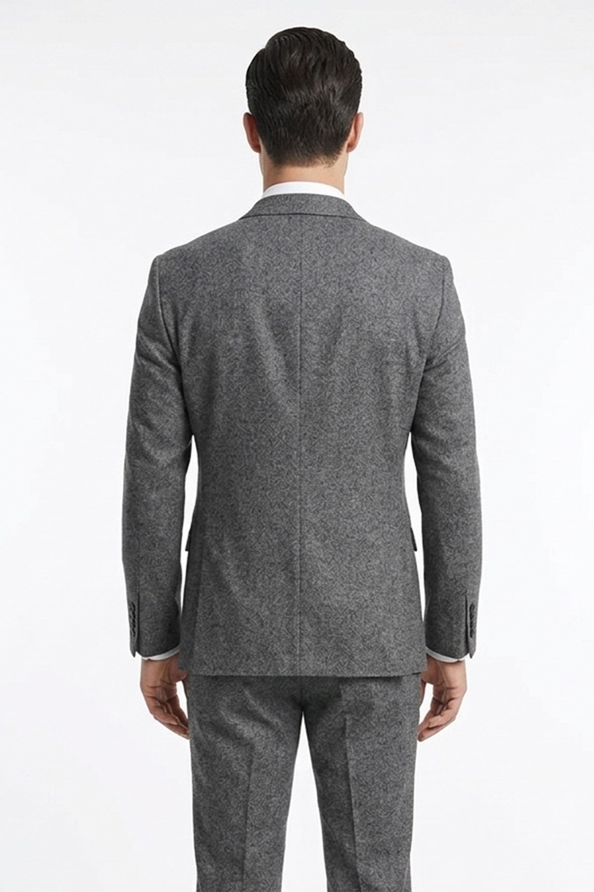Füme Slim Fit Amadeus Model Mono Yaka Tek Düğme Çift Yırtmaç 6 Drop Takım Elbise
