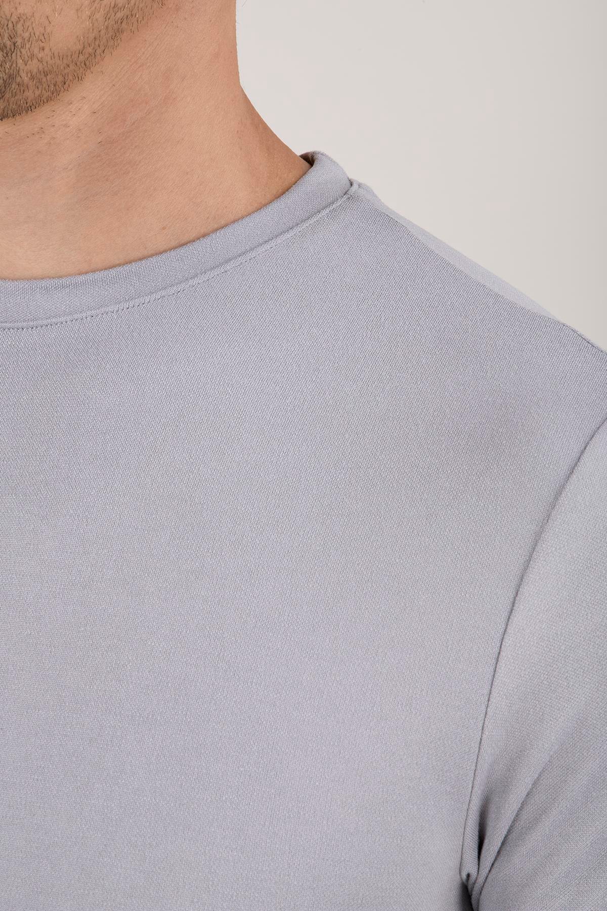 GRİ PR-Q01 BİSİKLET YAKA TSHIRT