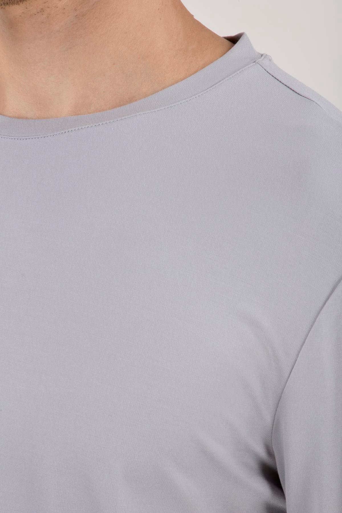 GRİ PR-Q03 BİSİKLET YAKA TSHIRT