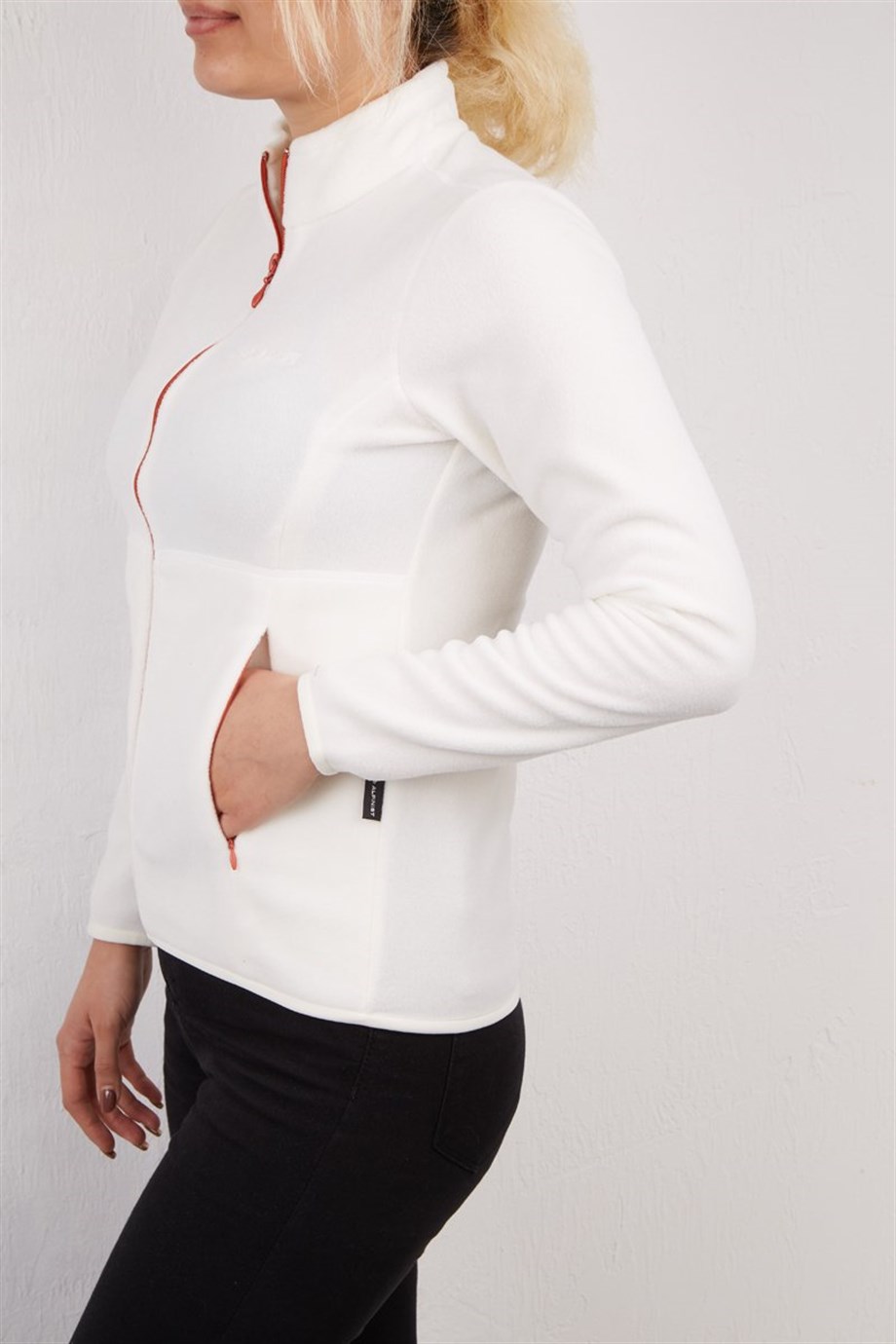 Alpinist Alpha Tam Fermuarlı Kadın Polar BEYAZ