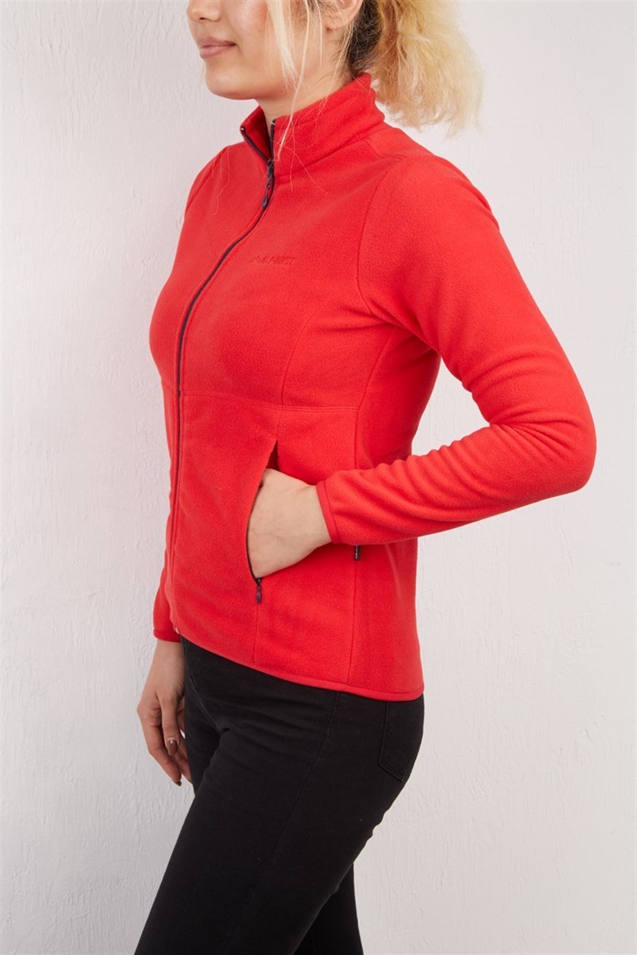 Alpinist Alpha Tam Fermuarlı Kadın Polar kırmızı