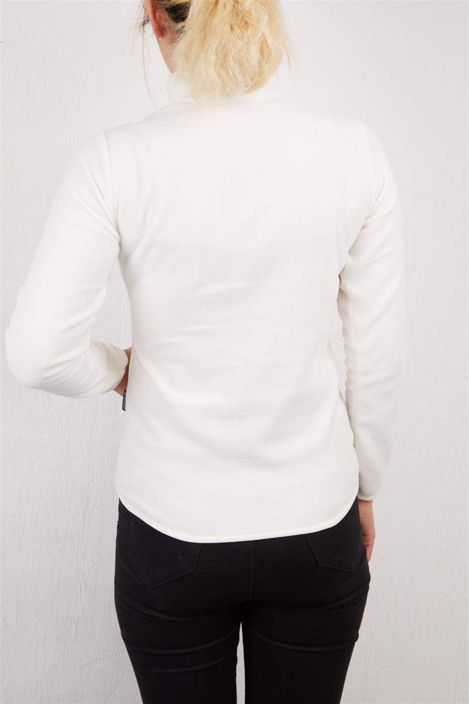 Alpinist Alpha Tam Fermuarlı Kadın Polar BEYAZ