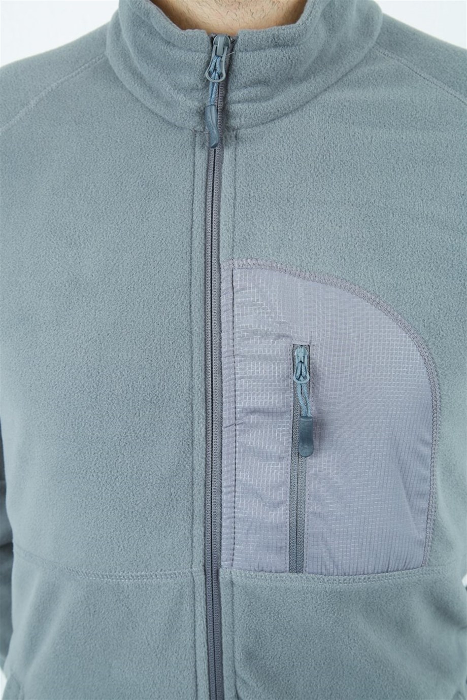 Alpinist Motus Tam Fermuarlı Polar Gri Melanj