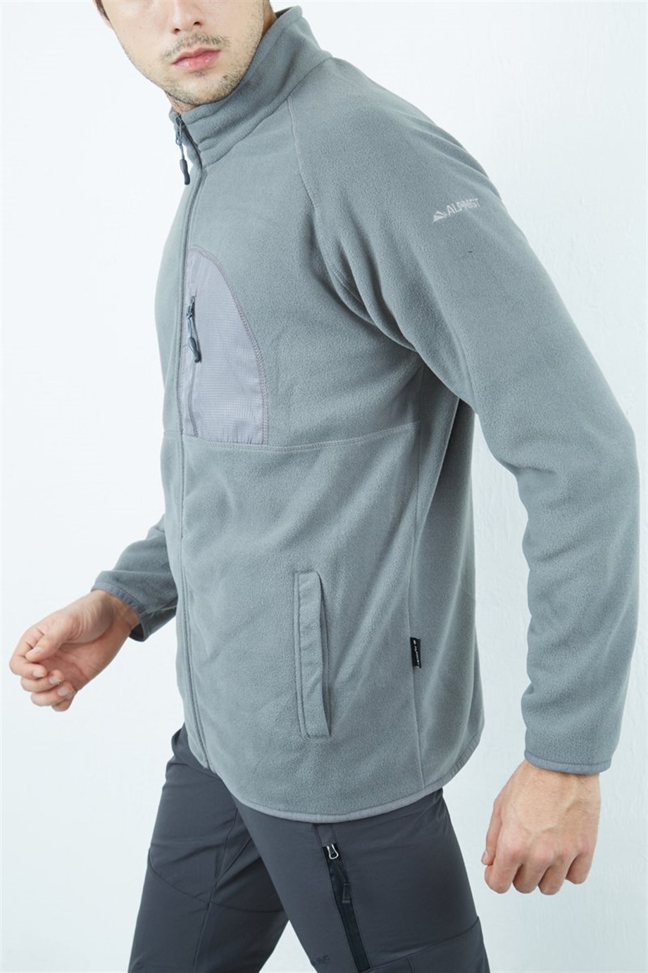 Alpinist Motus Tam Fermuarlı Polar Gri Melanj