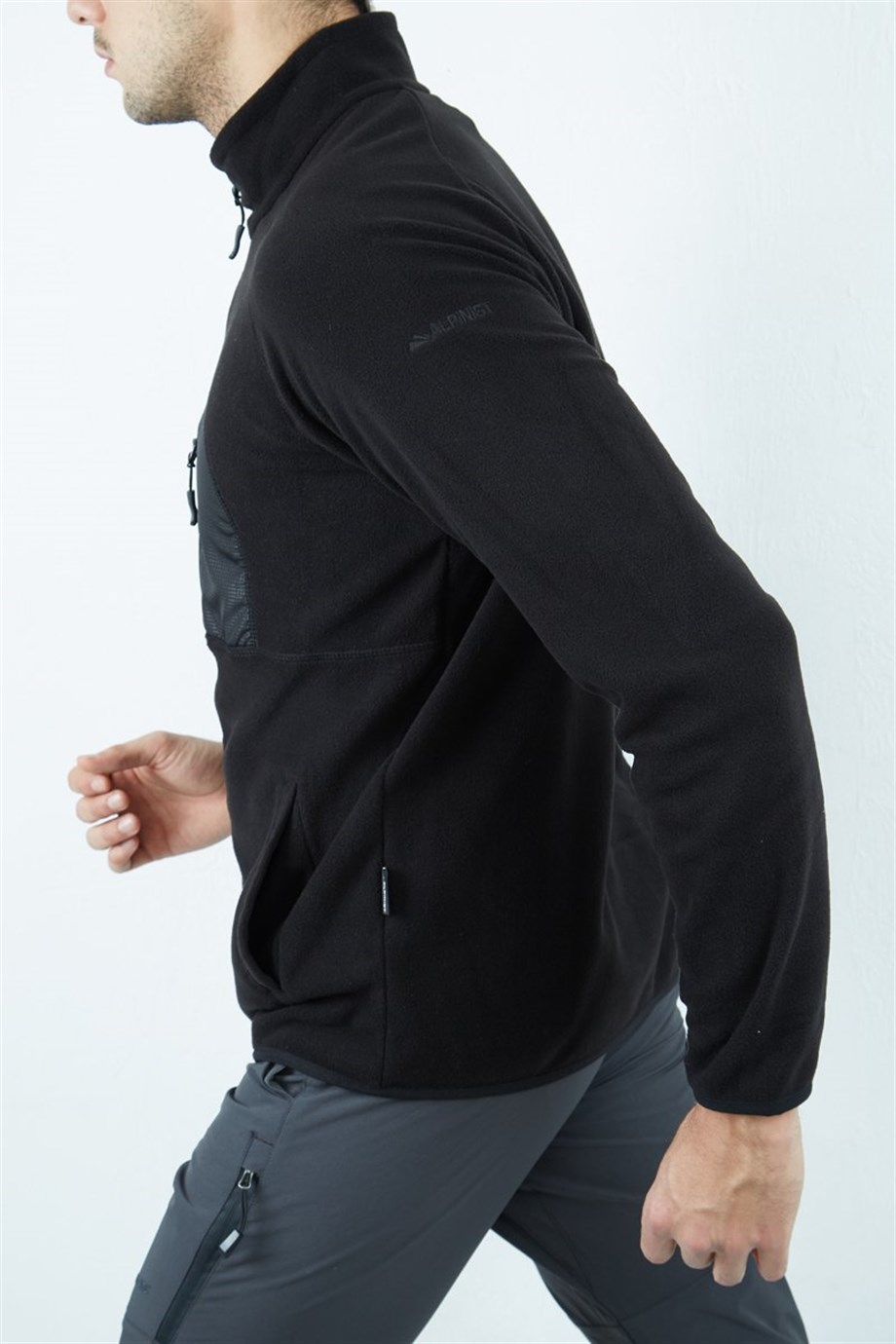 Alpinist Motus Tam Fermuarlı Polar Siyah