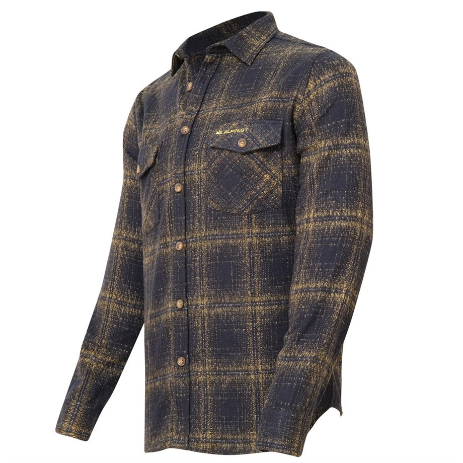 Alpinist Vejan Erkek Ekose Outdoor Gömlek Lacivert-Sarı