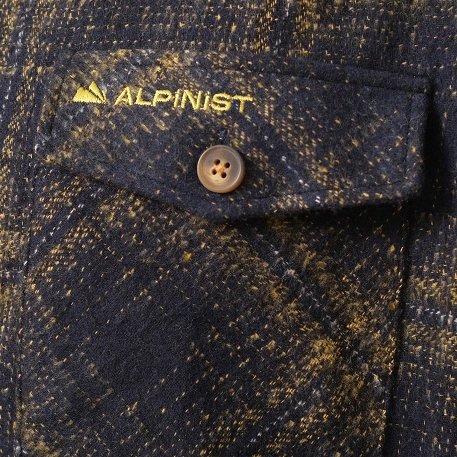 Alpinist Vejan Erkek Ekose Outdoor Gömlek Lacivert-Sarı