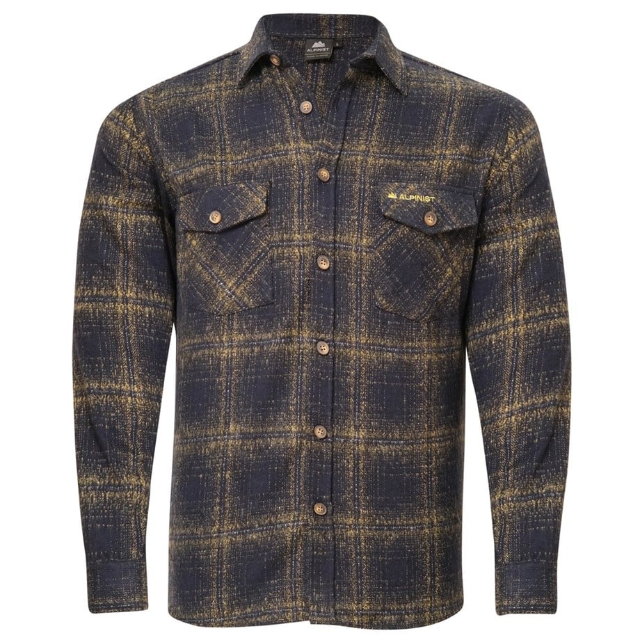 Alpinist Vejan Erkek Ekose Outdoor Gömlek Lacivert-Sarı