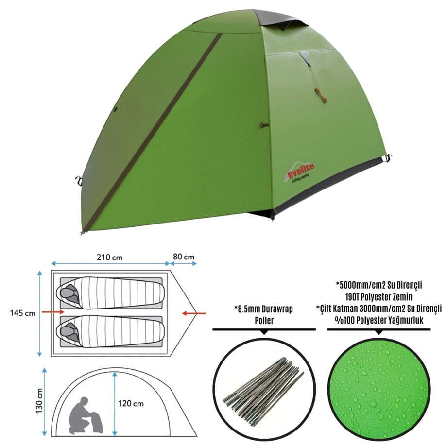 Cliff 2 Kişilik 4 Mevsim Kamp Seti 'V1'