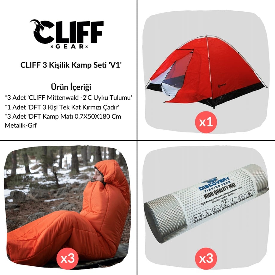 CLIFF 3 Kişilik Kamp Seti 'V1'
