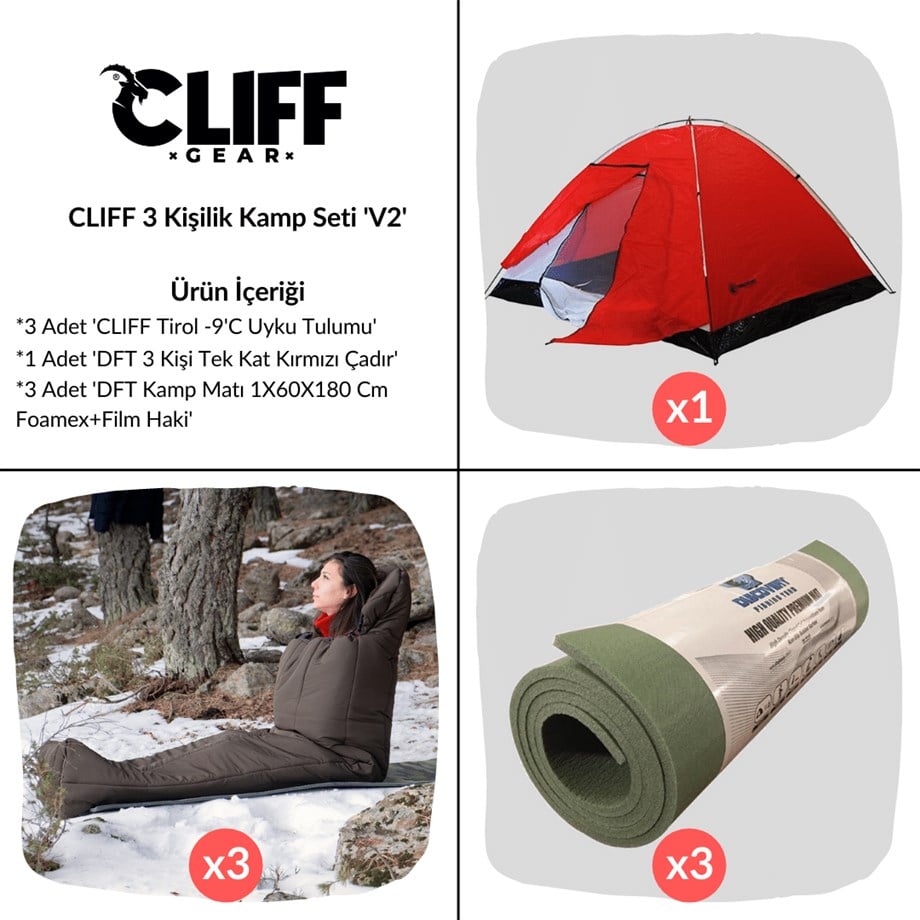 Cliff 3 Kişilik Kamp Seti 'V2'