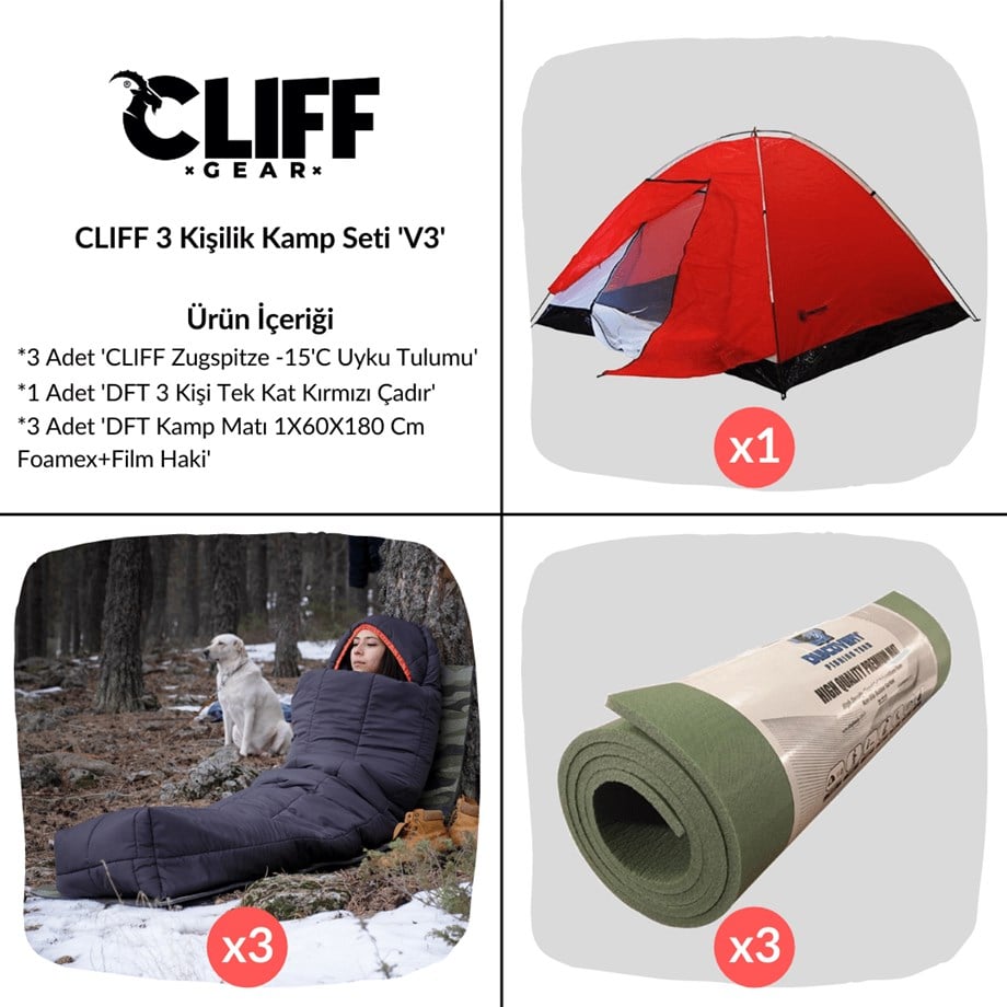 Cliff 3 Kişilik Kamp Seti 'V3'