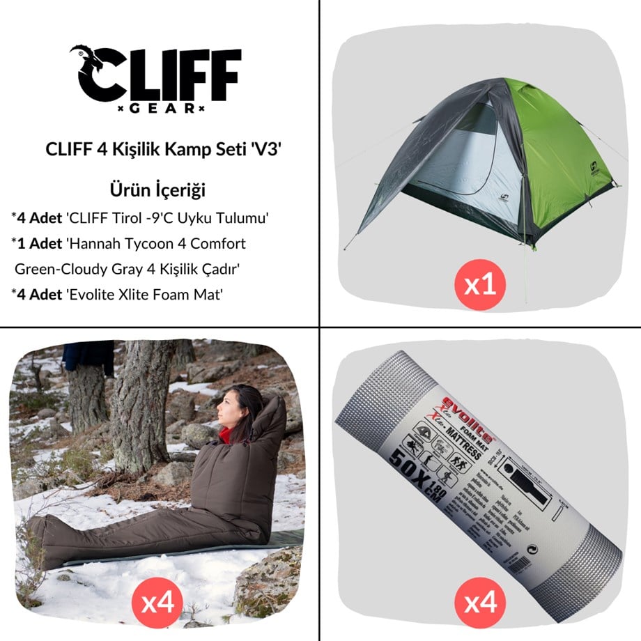Cliff 4 Kişilik Kamp Seti 'V3'
