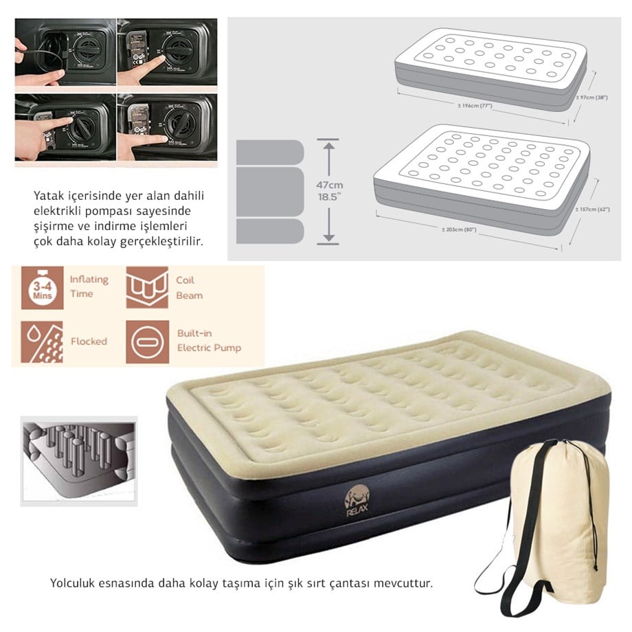 Jilong 27286EU High Raised İkiz Şişme Yatak