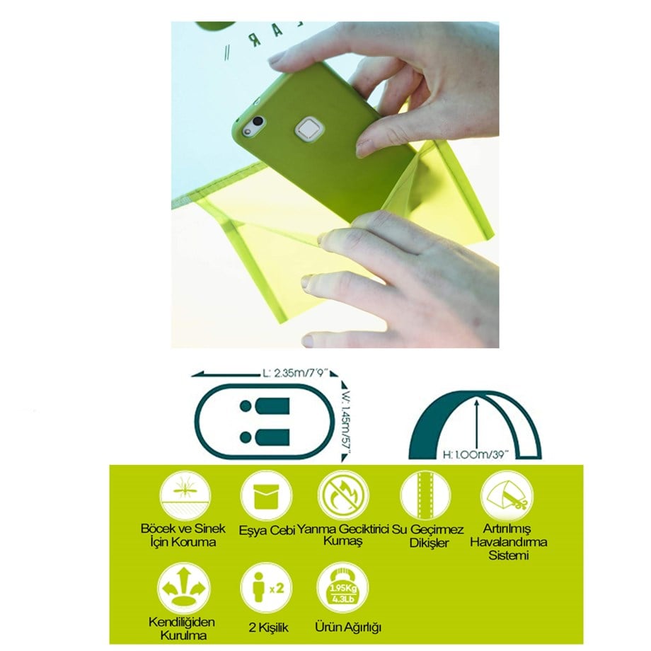 Pavillo 68086 Coolmount 2 Kişilik Çadır (235*145*100m)