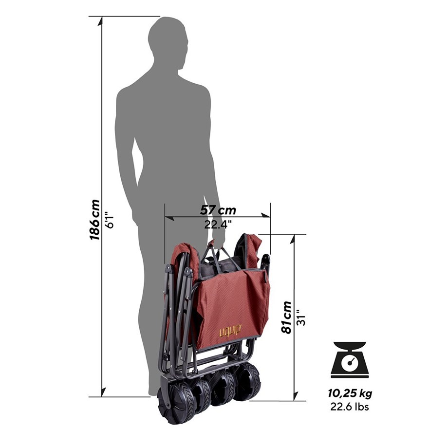 Uquip Buddy Katlanabilir Her Zemin için İdeal Yük Taşıma Aracı Mahogany-Melange