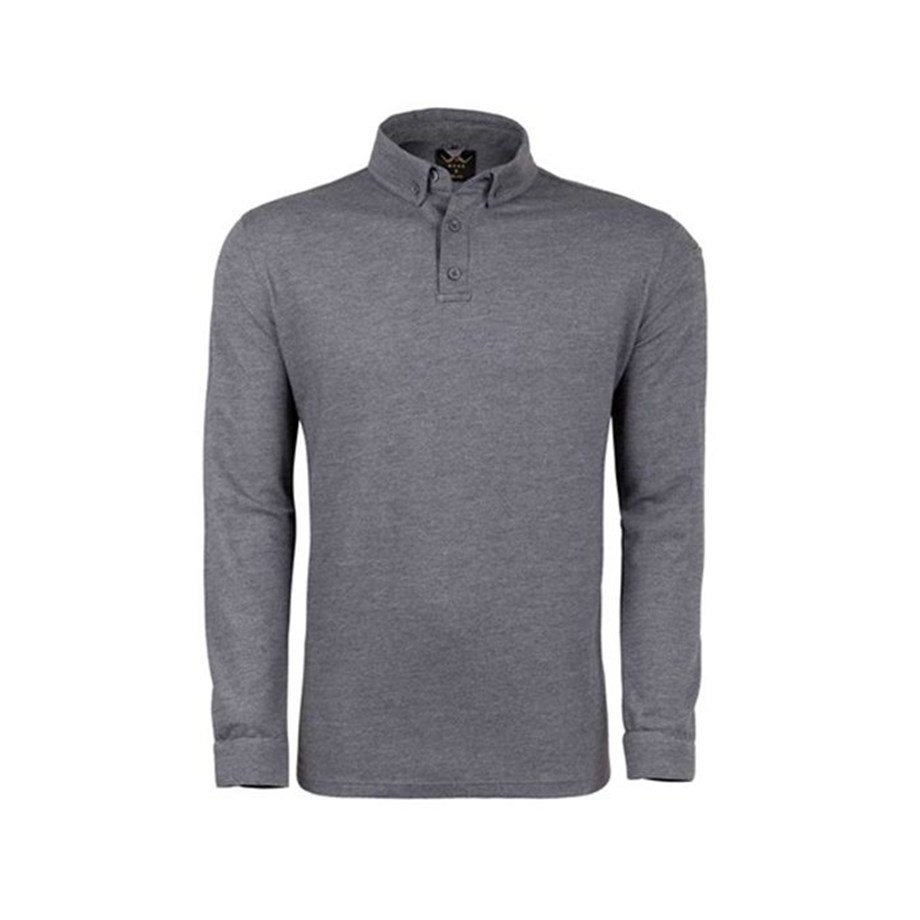 VAV Tlac-04 Polo Yaka Uzun Kol Tişört Füme XXL