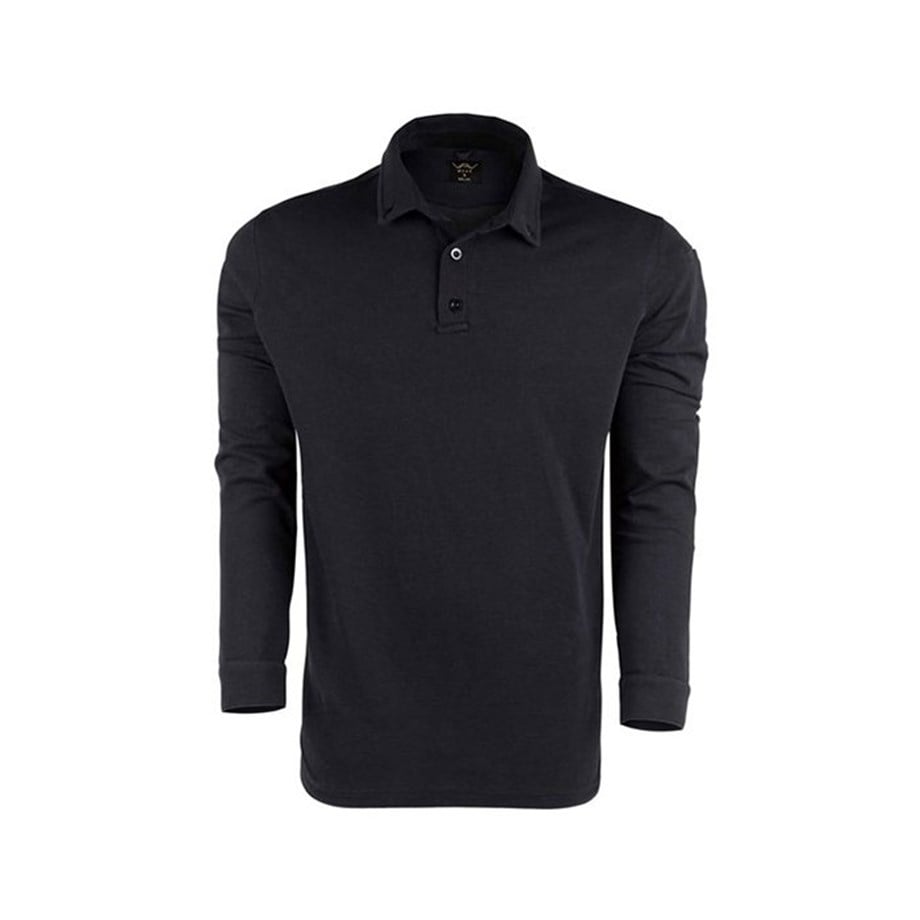 VAV Tlac-04 Polo Yaka Uzun Kol Tişört Siyah L