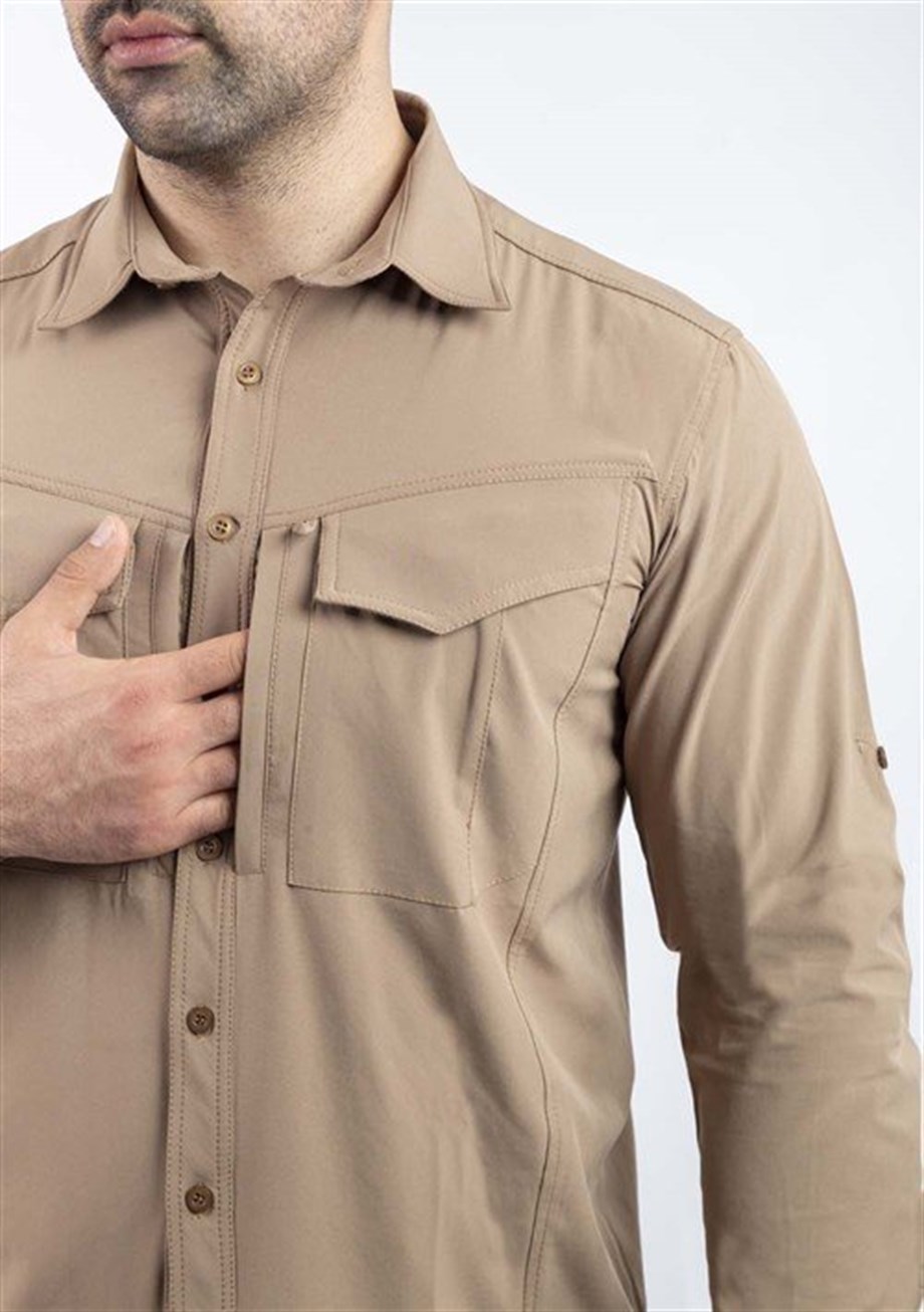 VAV Uzun Kol Gömlek Tacflex-01 Açık Bej L