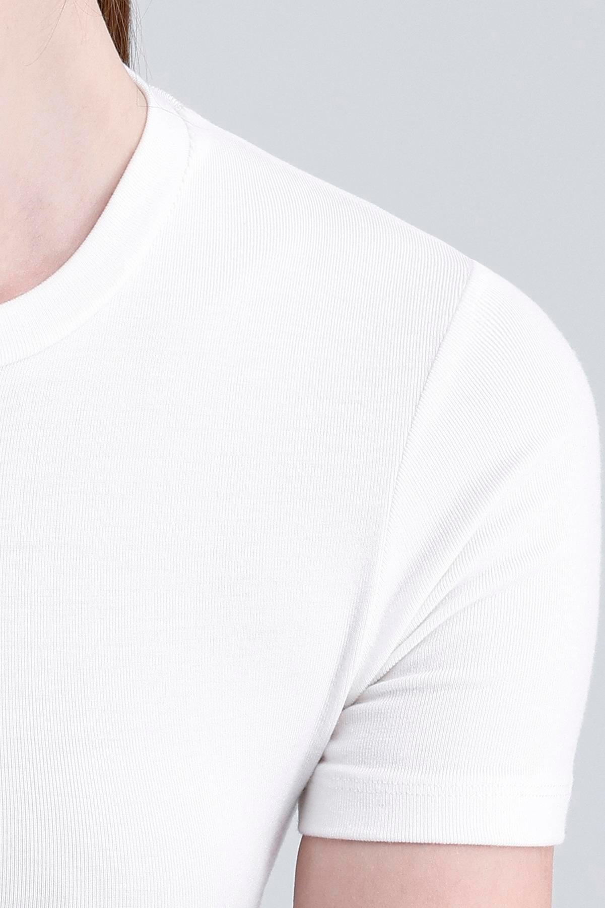 Bisiklet Yaka Kısa Kollu Modal Body - Ekru