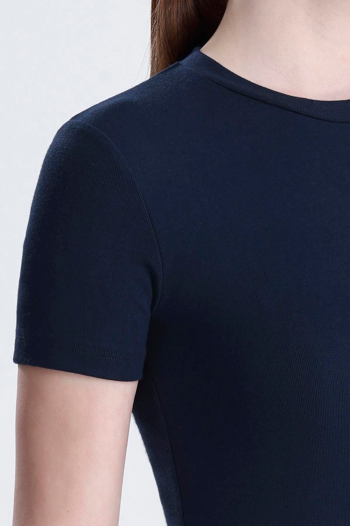 Bisiklet Yaka Kısa Kollu Modal Body - Lacivert