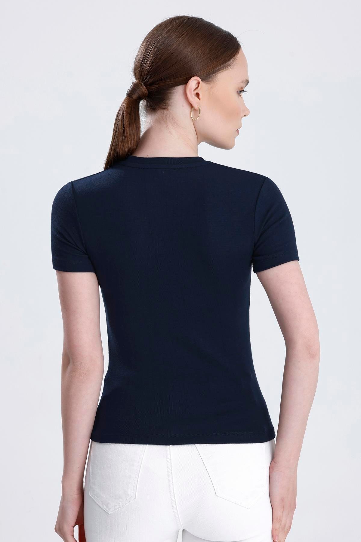 Bisiklet Yaka Kısa Kollu Modal Body - Lacivert