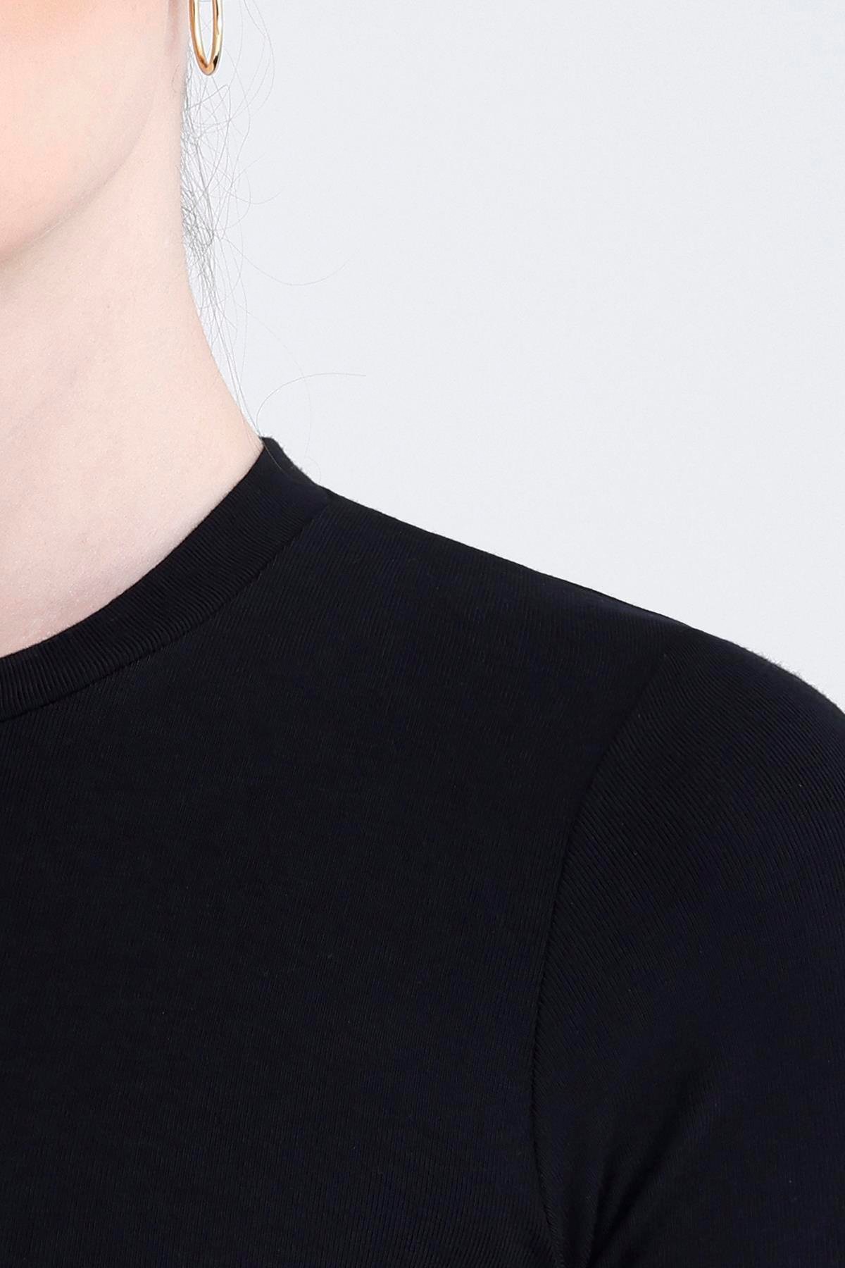 Bisiklet Yaka Kısa Kollu Modal Body - Siyah