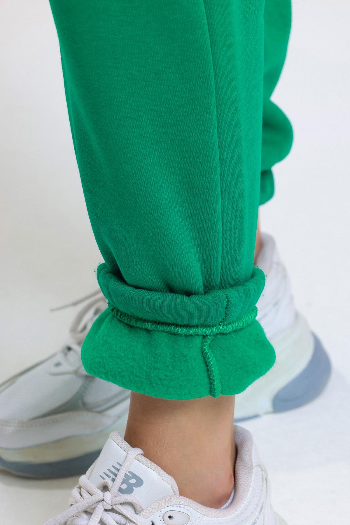 İçi Polarlı Üç İplik Jogger Eşofman Altı - Yeşil