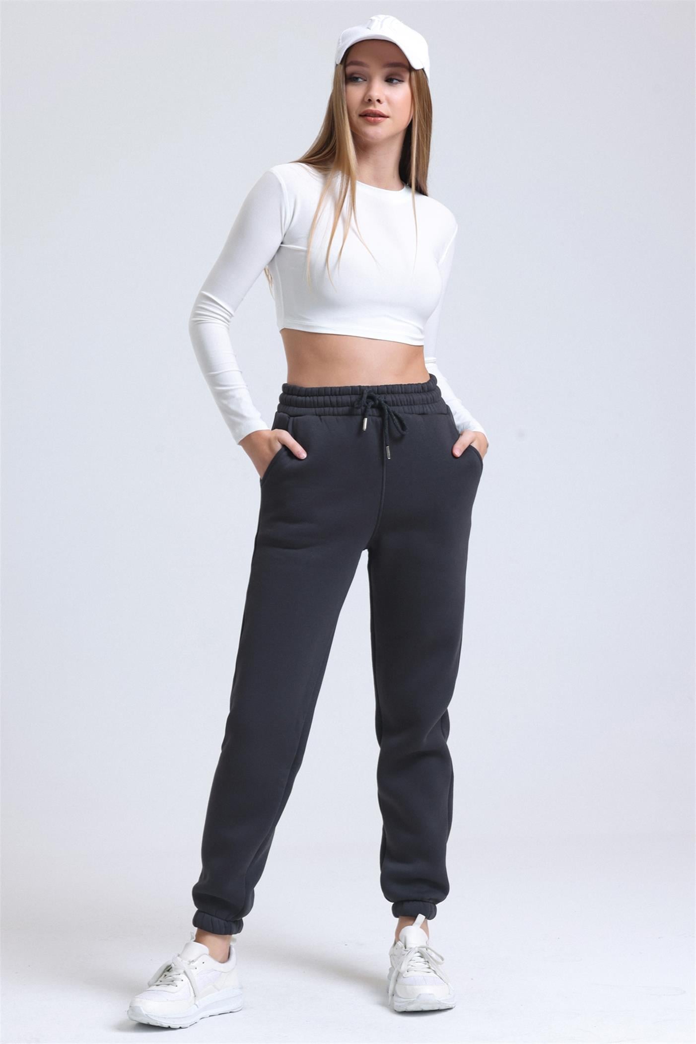 İçi Polarlı Üç İplik Jogger Eşofman Altı - Antrasit