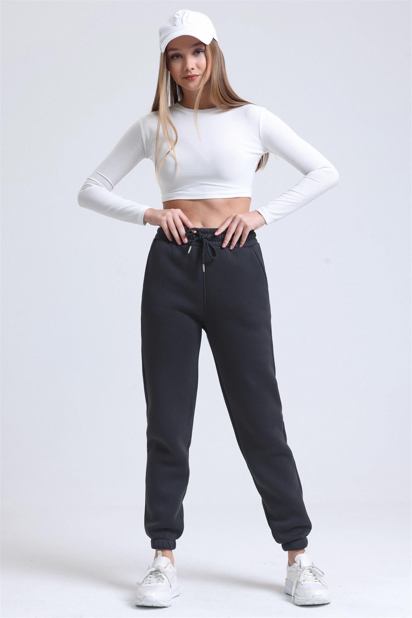 İçi Polarlı Üç İplik Jogger Eşofman Altı - Antrasit