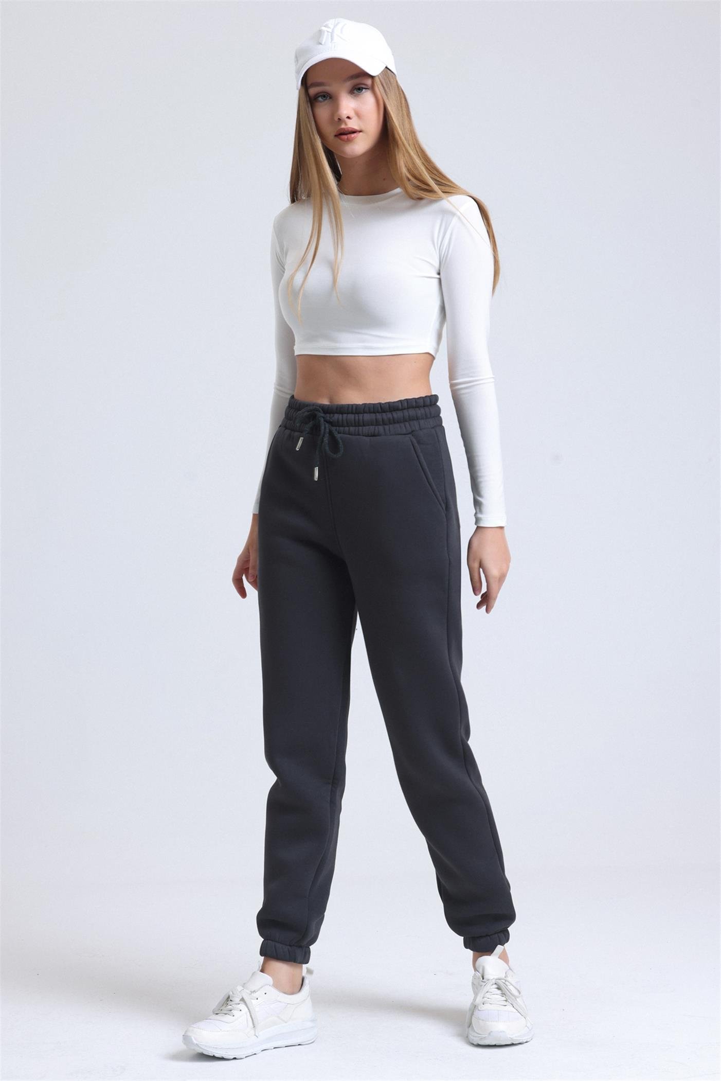 İçi Polarlı Üç İplik Jogger Eşofman Altı - Antrasit