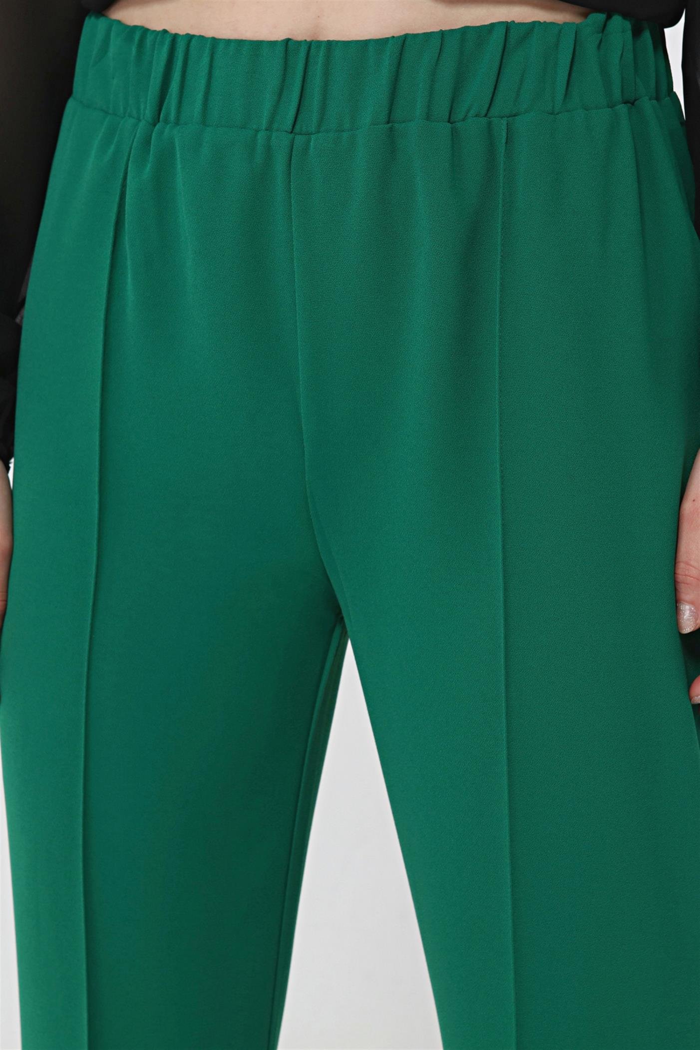 Önü Dikişli Yüksek Bel İspanyol Paça Pantolon - Yeşil