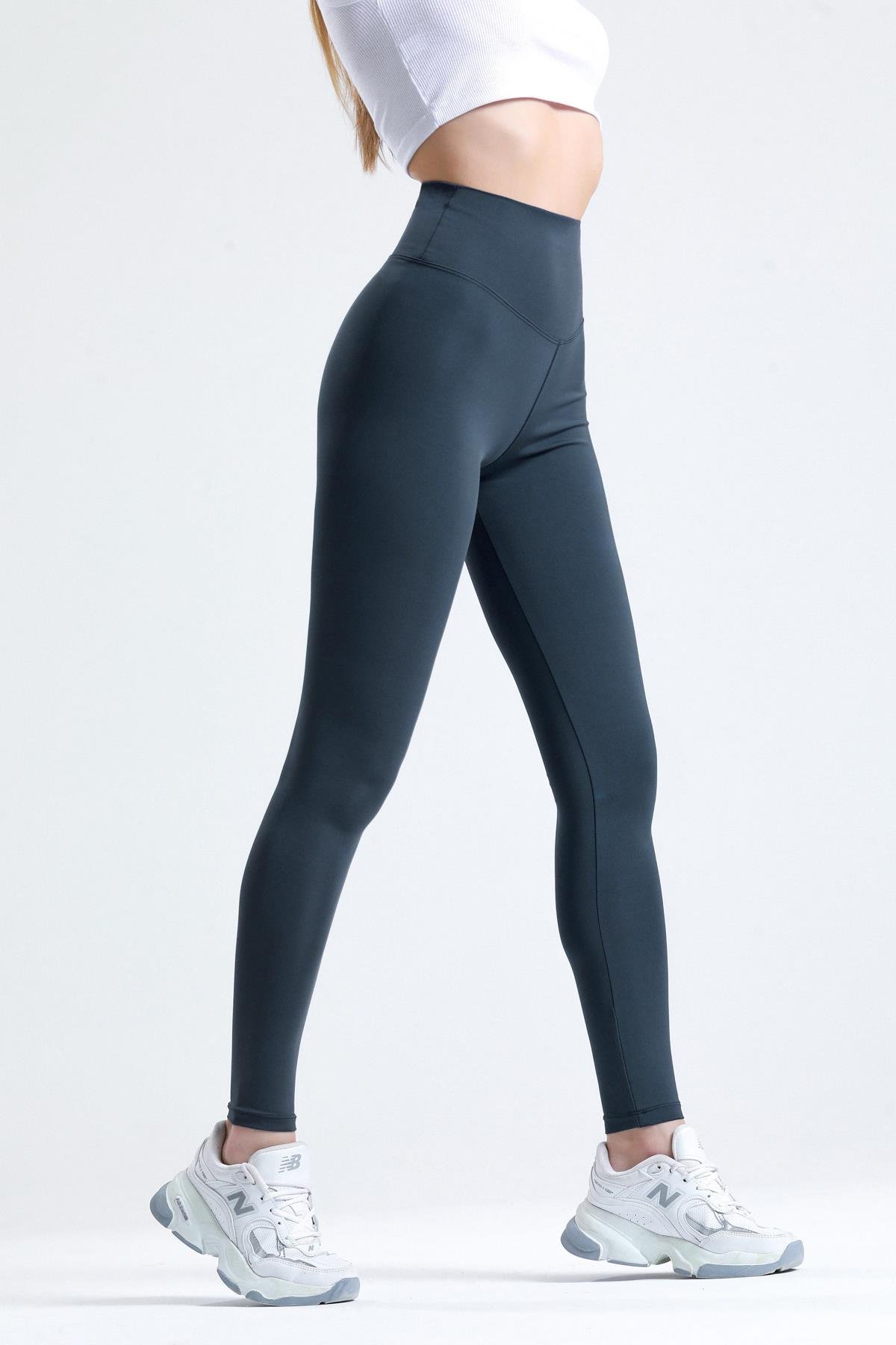 Push-Up Yüksek Bel Şardonlu Toparlayıcı Tayt - Antrasit