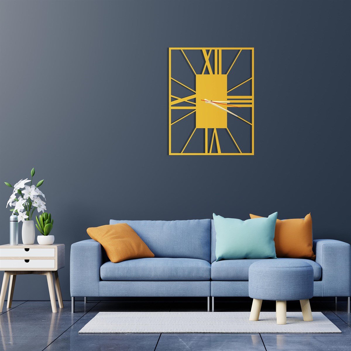 Rectangle Horloge Murale