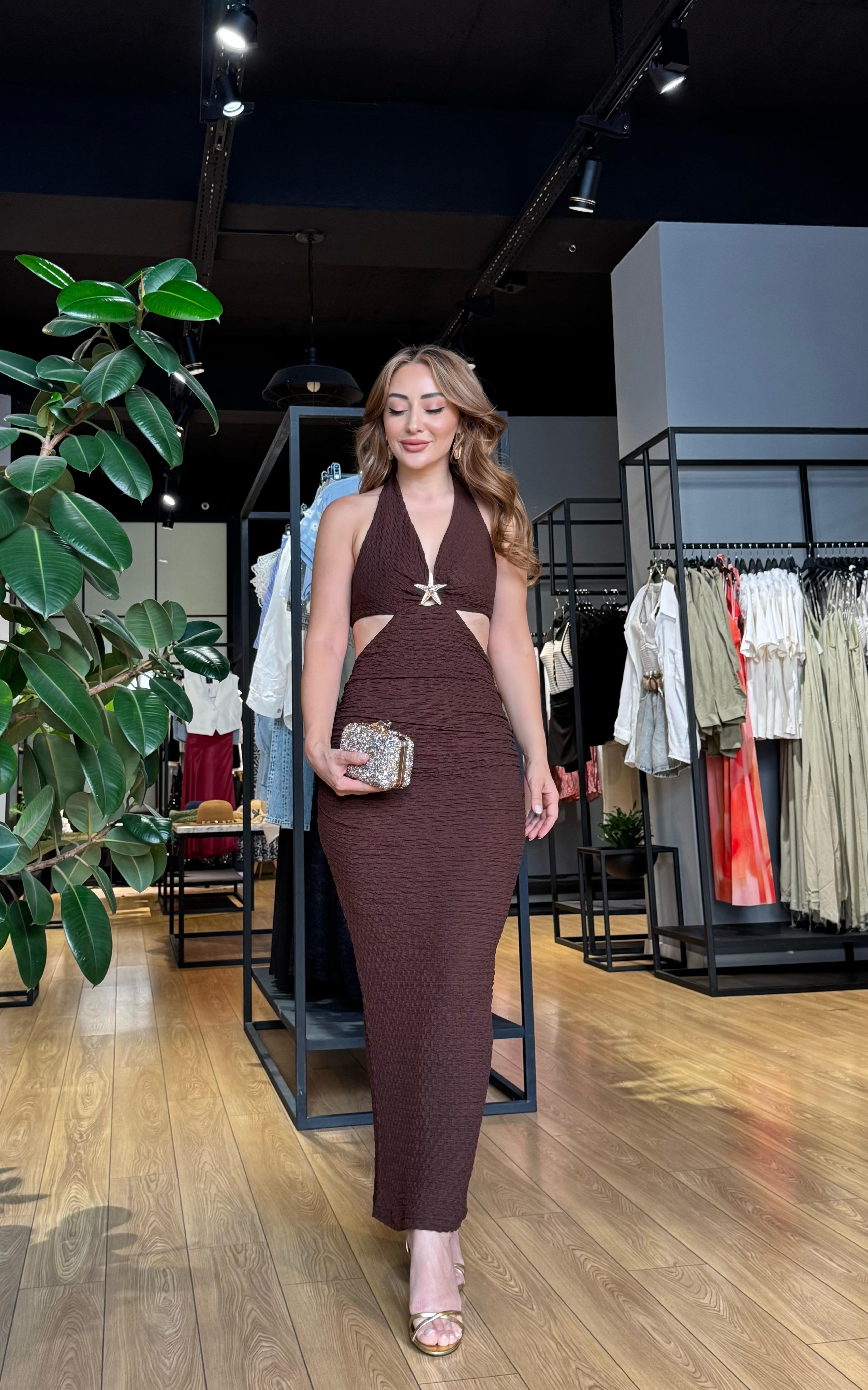 Deniz Yıldızı Elbise Kahve