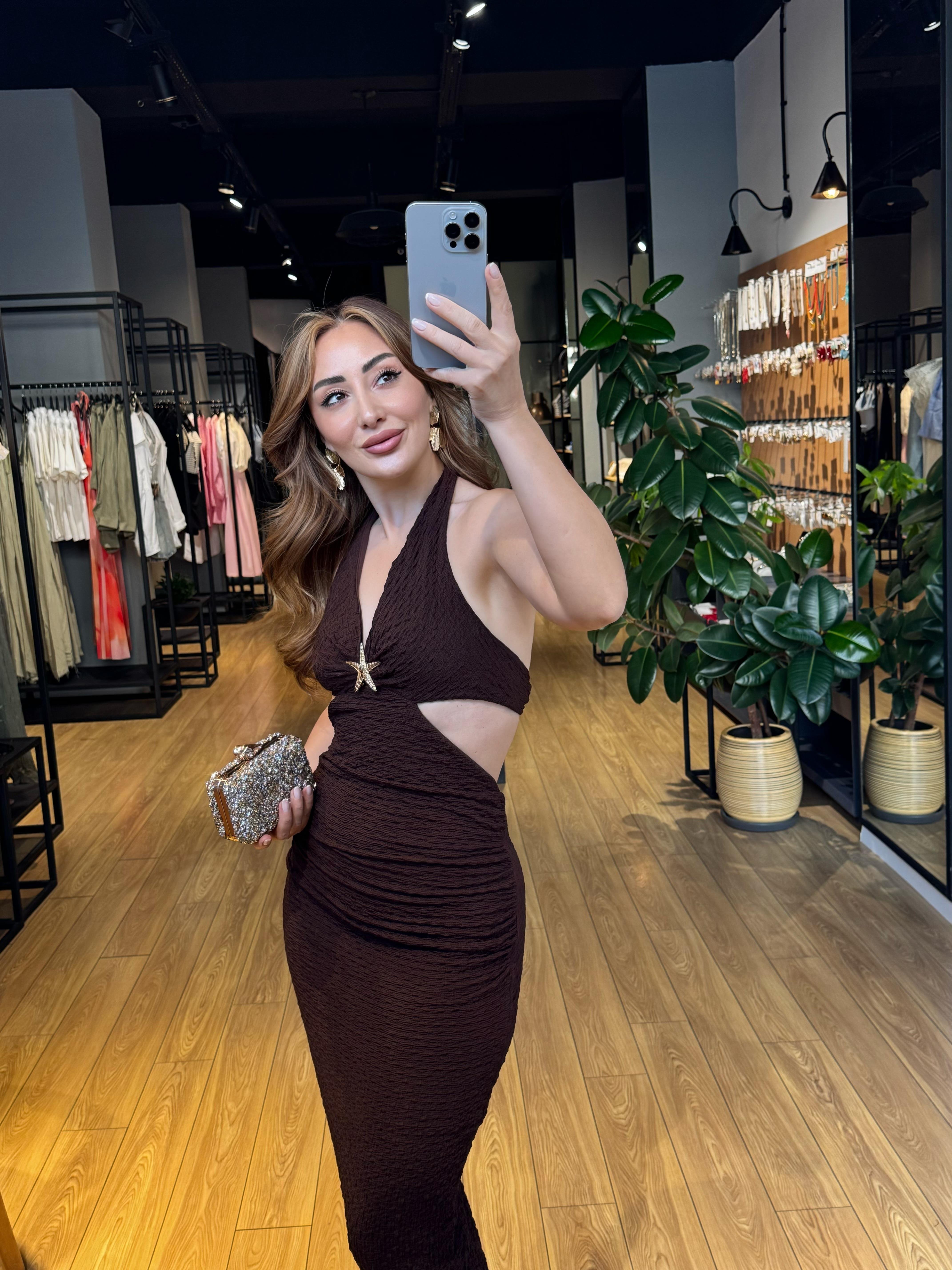 Deniz Yıldızı Elbise Kahve